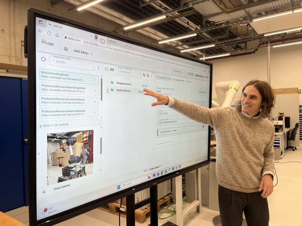 Oberfläche der Verwaltungsschale (AAS) im DiMoLo-Laborversuch am Fraunhofer IGCV zur Auswertung von Zustands- und Energiedaten.
